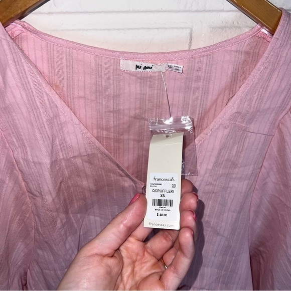 Miami Pink Flowy Ruffle Cotton Top, Women’s Size Extra Small - Picture 3 of 5